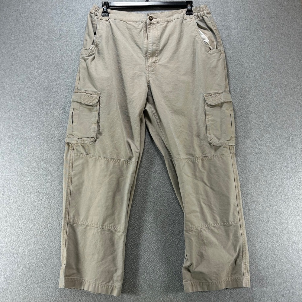 Cabelas Cargo Pants Trail Hiker Mens 36 Tan Cotton Outdoor Workwear